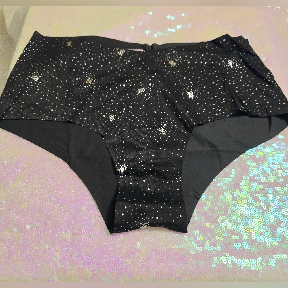 5/$40🛍 Victoria's Secret No Show Cheeky Panty Black Stars NWOT